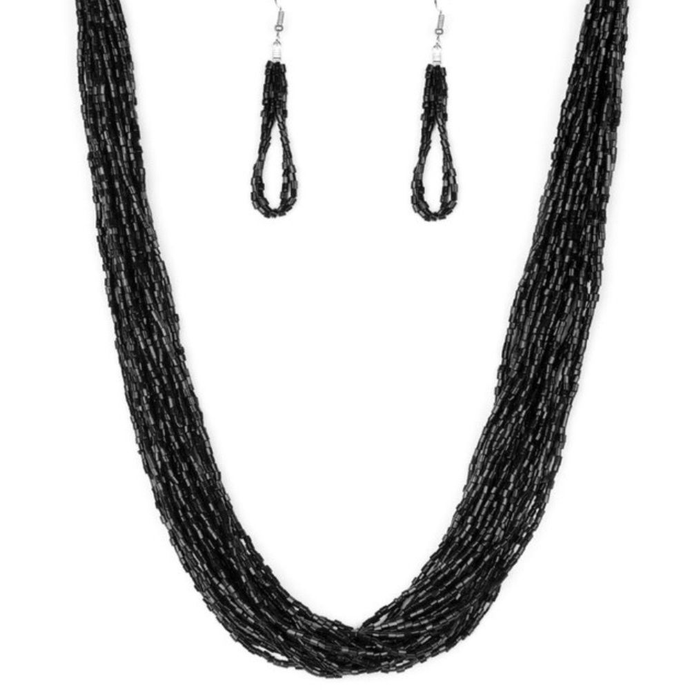 The Speed of Starlight Black Necklace & Earrings